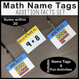 Addition Facts Math Name Tags - Sums within 20