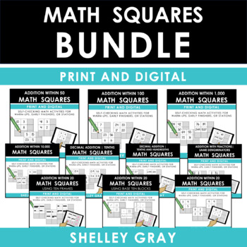 Preview of Addition Facts Practice - Math Squares BUNDLE - Fun Daily Math Fact Routine