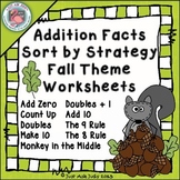 Addition Fact Strategies Fall Worksheets