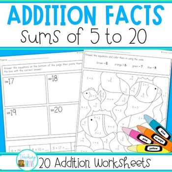 addition 20 worksheets