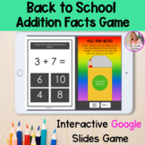 Addition Facts To 20 Google Slides Game Back To School Themed
