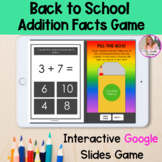 Addition Facts To 20 Google Slides Game Back To School The