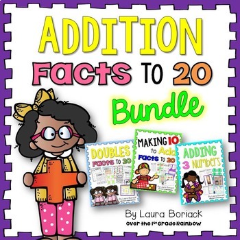 Preview of Addition Facts to 20 ~ BUNDLE {Doubles, Making 10 to Add, Adding 3 Numbers}