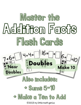 Preview of Addition Facts to 20 Flash Cards Bundle with Visual Clues for Fluency & Mastery