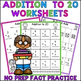 Addition Facts to 20 Worksheets Addition Fact Fluency First Grade