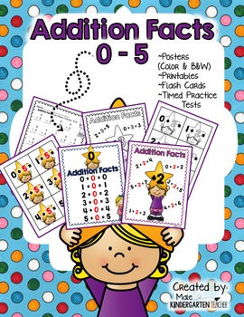 Preview of Addition Fact Fluency to 5: Posters, Printables, and Flash Cards - K.OA.5