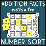 Addition Facts within 10 Number Sort, Matching Game, inclu