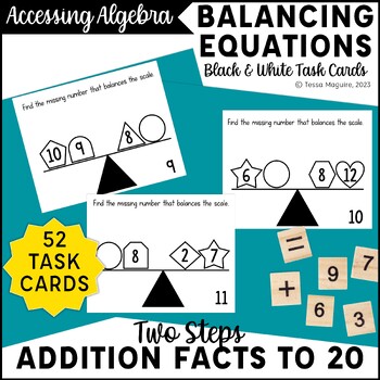 Preview of Missing Addends Addition Facts within 20 Balancing Equations Task Cards