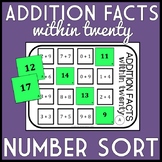 Addition Facts within 20 Number Sort, Matching Game: Inclu