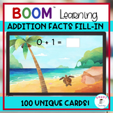 Addition Fill In Math Facts BOOM 100 Cards Turtle Flamingo