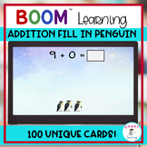 Addition Fill In Math Facts BOOM 100 Cards Winter Penguin Scenes