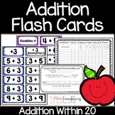 Addition Flash Cards 0-20 - Math Fact Fluency- Printable- 