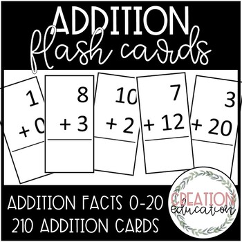 Addition Flash Cards by Creation Education | TPT