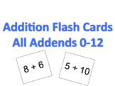 Addition Flash Cards (All addends 0-12)