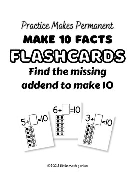 Preview of Addition Flash Cards - Find the Number that Makes 10 with Ten Frame Visuals