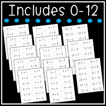Addition Flash Cards - Math Facts 0-12 Flashcards - Printable | TpT