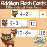 Addition Flash Cards/Missing Sums/Math Centers/Fall Owl/Tu