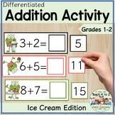 Addition Flash Cards/Missing Sums/Math Centers/Ice Cream F