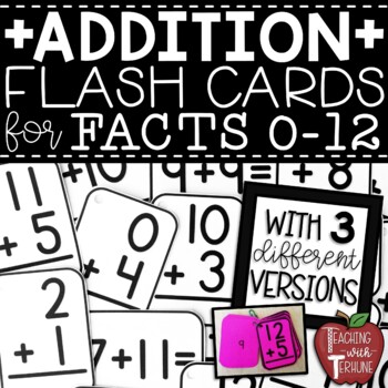 Preview of Addition Flash Cards for Facts 0-12 {with Answers on the Back}