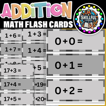 Preview of Addition Flash Cards for Numbers 0-20| Math Facts Flash Cards Addition 0-20