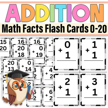 Addition Flash Cards for Numbers 0-20/ Math Facts Flash Cards Addition