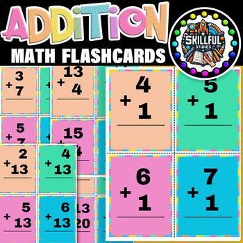 Preview of Addition Flash Cards for Numbers 0-20/ Math Facts Flash Cards Addition