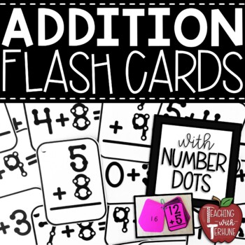 Preview of Addition Flash Cards with Number Dots {Answers Print on the Back}