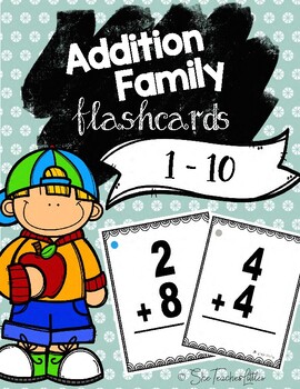 Preview of Addition Fact Family Flashcards 1 to 10 |Distance Learning|