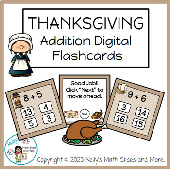 Preview of Addition Flashcards - Digital Activity - Thanksgiving-Themed