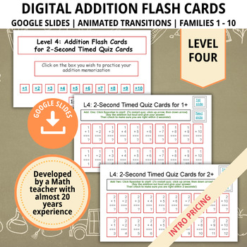 Preview of Addition Flashcards, Level 4, Math Practice, Math Facts, Flash Cards, Homeschool