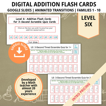 Preview of Addition Flashcards, Level 6, Math Practice, Math Facts, Flash Cards, Homeschool