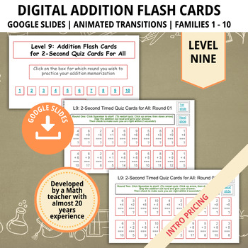 Preview of Addition Flashcards, Level 9, Math Practice, Math Facts, Flash Cards, Homeschool