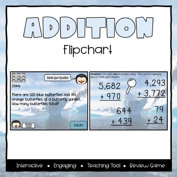 Preview of Addition ActivInspire Flipchart - Third Grade