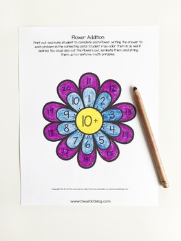 Preview of Addition Flowers 0 to 10 Waldorf Montessori Learning Math Wheels