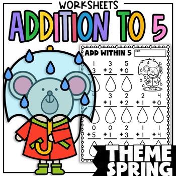 Preview of Addition Fluency No Prep Worksheets for Kindergarten