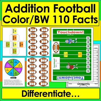 Preview of Football Addition Math Centers - Super Sunday Facts to 20 - Addition Fluency