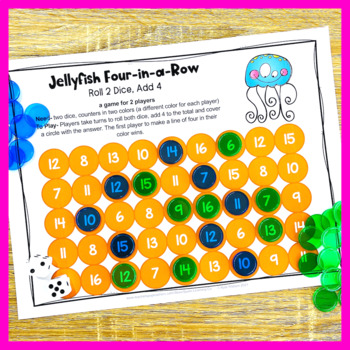 Addition Games Printable: Four-in-a-Row Math Game for Addition Fact Fluency