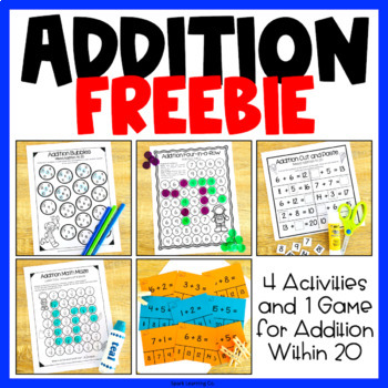 Preview of Addition up to 20 - Addition Games and Worksheets for Addition Fluency Practice