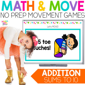 Preview of Addition Game | Addition to 10 Worksheets | MATH AND MOVE Math Game
