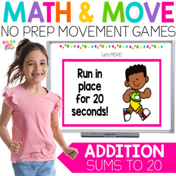 Preview of Addition Game | Addition to 20 Worksheets | MATH AND MOVE Math Game