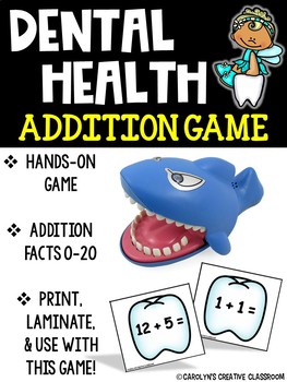 Preview of Addition Game! Dental Health Addition Math Center