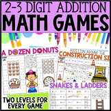 Addition Games - 2 Digit 3 Digit Math Activities, No Prep
