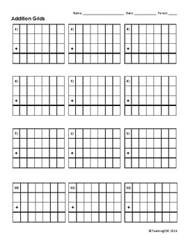 Preview of Addition Grids for up to 6-digits
