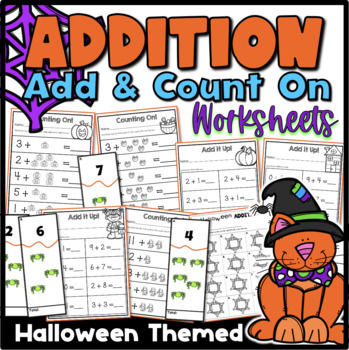 Preview of Halloween Addition and Counting On Worksheets