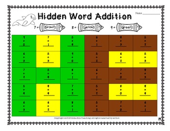 Addition Worksheets Mystery Picture by Home Run Teaching | TpT