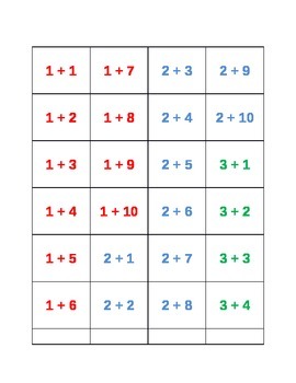 Preview of Addition Match Game! Facts 1-5