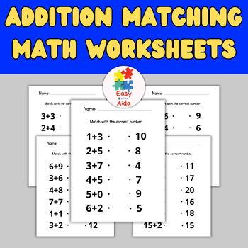 Preview of Addition Matching Math Worksheets