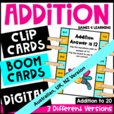 Addition Fact Math Boom Cards, Clip Cards and Easel [Austr