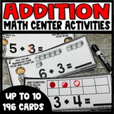 Addition 1st Grade Math Center | Addition Task Cards up to 10