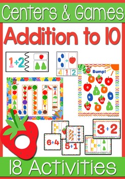 Preview of Addition Math Centers & Activities: Adding up to 10 Caterpillar Themed